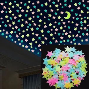 Autocollants lumineux étoiles PVC pour décoration murale fluorescente dans l'obscurité