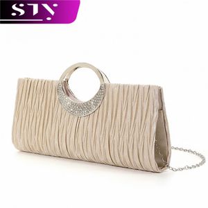 STY Sacs de soirée pour dames, pochette élégante, mini-sac à main en Terylene, décoration en strass exquis, sac