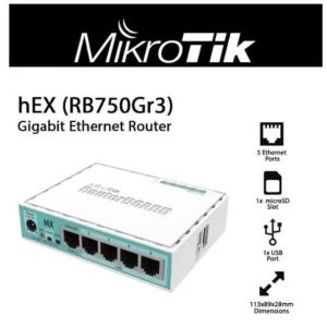 Microtik Routeur Ethernet 5 ports Gigabit avec SFP 2.5G, PoE IN/OUT et USB 3.0 - RB750GR3