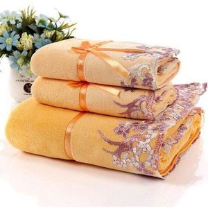White Label 1 Serviette de bain + 1 Serviette de visage - Jaune