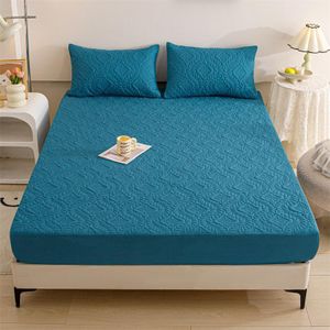 Drap-housse/protège-matelas matelassé imperméable motif fleurs Phoenix Tail Four Seasons - Bleu élégant