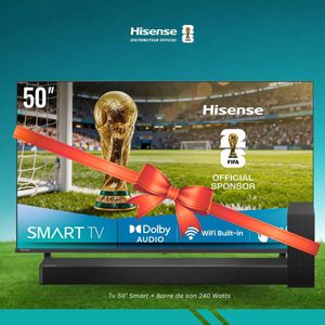 Hisense Tv 50 Pouces Smart Vidaa + Barre De Son HS1800 - 140 Watts - Garantie 12 Mois