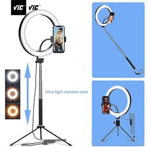 VIC Lumière d'anneau LED 10" avec gradation et trépied extensible