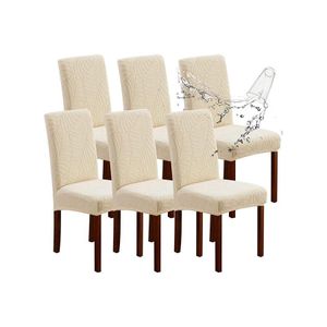 TodyJeyHo 6 housses de chaise imperméables pour salle à manger, housses extensibles en jacquard pour chaises de salle à manger, protège-chaise amovible et lavable pour cuisine, hôtel, restaurant, beige