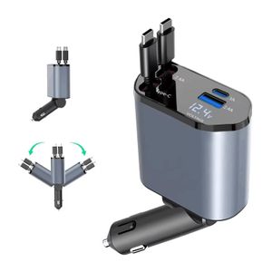 Neutral Chargeur de voiture rétractable 60W 4-IN-1 avec adaptateur USB