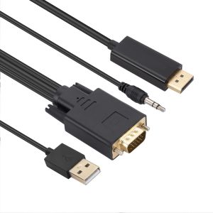 Câble adaptateur VGA vers DisplayPort avec alimentation audio