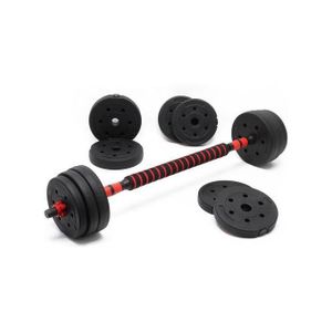 ’haltères Courts Longs 15kg, Set 2en1 avec 8 Plaques de poids en bitume, Avec barre extension
