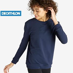 Sweat col rond Fitness   Bleu Marine by decathlon