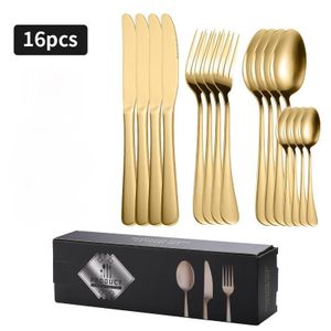 16pcs Ensemble de couteaux et fourchettes,Ensemble de couverts en acier inoxydable