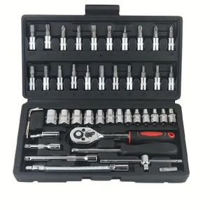 Ensemble de 46 clés à douille - Kit d'outils de réparation automobile à cliquet noir