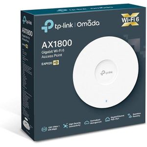 TPLink Point d’accès WiFi 6 EAP620 HD - WiFi 6 Bi-Band AX1800 - Port Ethernet 1G PoE+ - Seamless Roaming - Gestion centralisée - Intégré dans Omada SDN
