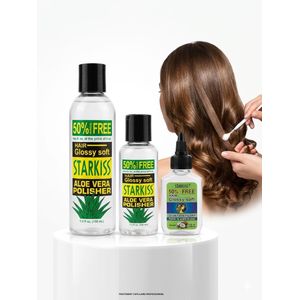 Kit STARKISS Hair Glossy Soft Aloe Vera & Coco Lot de 3 Bouteilles  Sérums Polisseurs Capillaires Professionnels Éclat & Douceur Intense