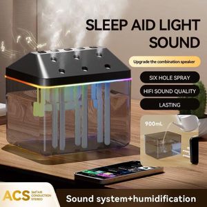 Humidificateur-haut-parleur Bluetooth multifonctionnel avec veilleuse 7 couleurs et 2 modes de pulvérisation, adapté aux plantes, au bureau et à la chambre.