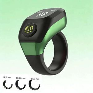 Bague Smart Tasbih Zikr avec 3 tailles interchangeables - Guide Qibla,étanche, Rappel des horaires de prière musulmans, Affichage LED, Bluetooth et app Muslim times,Plusieurs options de minuterie  - Vert