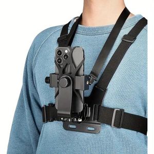 Support téléphone universel à sangle de poitrine réglable 1pc, adapté au cyclisme, à la navigation, à la pêche, au skate