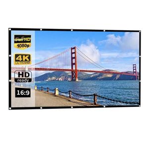 Rideau de Film de projecteur mince pliant Simple en Polyester, taille :150 pouces 16:9 - Blanc