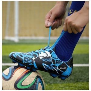 GALUIN Chaussures de football pour jeunes avec crampons professionnels respirants pour hommes - Bleu