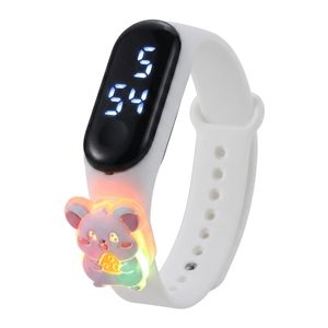 Montre LED pour Enfants Souris et Fromage - Étanche, Lumières Cool, Cartoon pour Garçons et Filles - Blanche