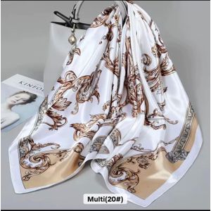 Foulard Carré Satiné Femme – Motif Chaînes & Léopard – Élégant, Doux et Polyvalent