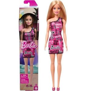 Mattel Poupée Barbie Blonde Classique - Robe Tendance Rose