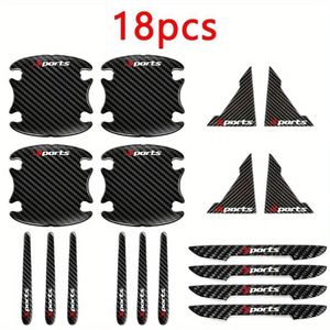18pcs bandes anti-collision pour voiture, autocollants décoratifs en fibre de carbone pour voiture