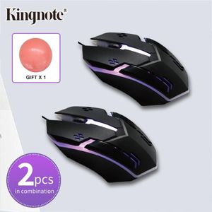 Kingnote Deux pièces combinées, souris de jeu optique et électrique câblée, nécessaire pour les déplacements d'affaires, 3 vitesses DPI réglable