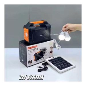 Radio Bluetooth avec système Solaire et deux lampes tout-en-un V77 SYSTEM