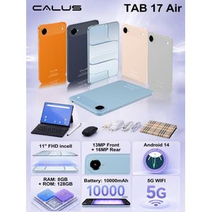 Tablette Tactile CALUS TAB 17 Air (11" FHD InCell) - 128Go ROM, 8Go RAM, Android 14, Batterie 10000mAh, 5G WiFi - Avec Clavier, Stylet, Souris & Pochette