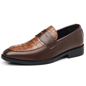 GLARPEBIE Chaussures En Cuir Pour Hommes Chaussures Formelles Pour Hommes Chaussures à enfiler à pampilles pour hommes - Marron