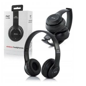 P47 Casque Bluetooth p47 EXTRA BASS FM Radio AIR EAR PODS MP3 Player with Mic for Mobile Phone Tablet PC (air ear pod p 47)