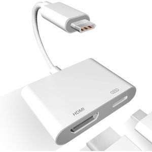 Adaptateur USB C vers HDMI, adaptateur AV numérique de type C 2K, câble de connecteur d'écran de synchronisation compatible avec iPhone 15 16 Séries vers HDTV/projecteur/moniteur, aucune alimentation