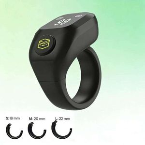 Bague Smart Tasbih Zikr avec 3 tailles interchangeables - Guide Qibla,étanche, Rappel des horaires de prière musulmans, Affichage LED, Bluetooth et app Muslim times,Plusieurs options de minuterie  - Noir