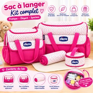 Chicco Sac à Langer 5 Pièces (2 Sacs Trousse Biberon Trousse accessoire Tapis langer