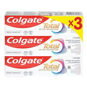 Colgate Lot De 3 Dentifrice Total Active Prévention Soin Complet 24H 3x75ml