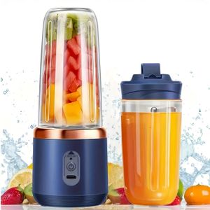 Juicer with 2 Cups, Mini Mixer, Juice Blender USB-Powered, 40W, Portable, No-Shift, 6-Blade Design for Smooth Juices