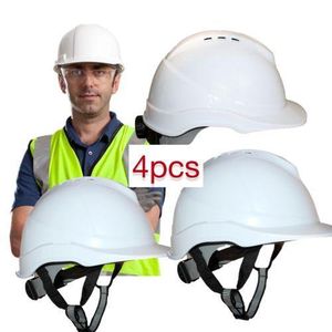 Lot de 4 Casques De Sécurité Pour chantier, pour traveaux industriels et autres activités Qualité Supérieure blanc