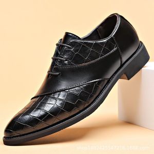 GLARPEBIE Chaussures habillées en cuir pour hommes, chaussures Oxford formelles à bout pointu avec lacets, chaussures de smoking d'affaires - Noir