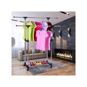 Penderie sur Roulettes à Double Portant - 160 cm -100cm/43cm/85cm