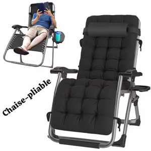 chaise longue zéro gravité noire pliable - 154 x 65 x 82,5 cm multifonction