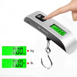 Balance numérique portable 110 lb/50 kg - Écran LCD - Balance à crochet électronique - Boîte à main pour bagages - Outil d'équilibrage de poids pour bagage de voyage