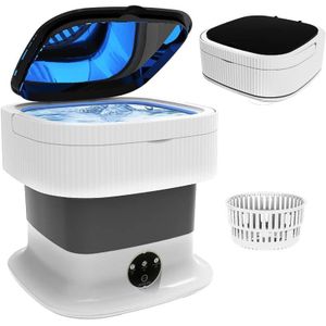 TodyJeyHo Machine à laver portable, Mini lave-linge pliable 10L avec essorage, Lave-linge compact pliable, Petite machine à laver pliante, Pour chaussettes, Vêtements de bébé, Sous-vêtements, Dortoir, Camping, Appartement, Camping-car, Gris