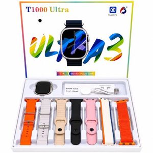 KIROTECH Montre connectée T1000 Ultra 3, coffret 7 pièces – écran HD 2,3 pouces, appels Bluetooth, résistance à l'eau IP67, suivi d'activité -or 