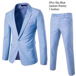 Gukbis Lot de 2 blazers pour homme, coupe décontractée, un bouton, couleur unie – Bleu clair