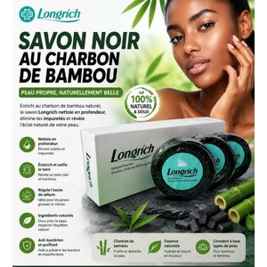 Longrich 3 SAVONS NOIR AU CHARBON DE BAMBOU 