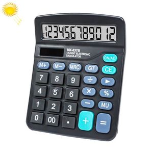 Calculatrice solaire à double alimentation avec grand écran à 12 chiffres
