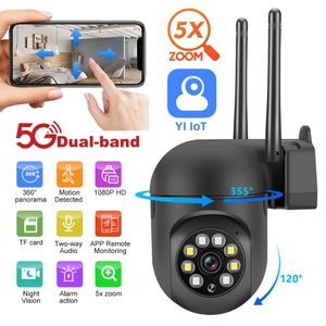 Caméra de surveillance Wi-Fi 2,4G/5G, caméra de sécurité haute définition 1080P, caméra avec vision nocturne en couleur