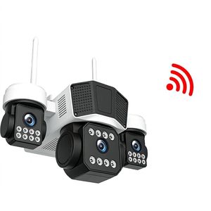 Caméra 3 Objectifs 6MP WiFi - Vision 360° & Triple Écran - Sécurité Intelligente avec Vision Nocturne