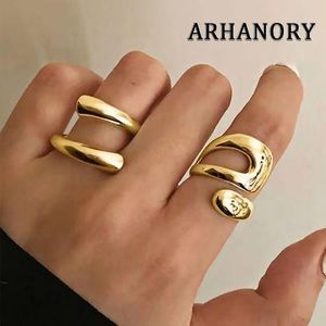 ARHANORY Ensemble de bagues empilables pour dames, 2 pièces, ajustables, bagues doigt-or