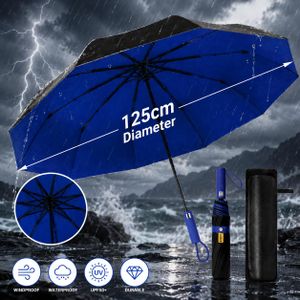 Parapluie pliant entièrement automatique extra-large de 125 cm de diamètre, imperméable, renforcé et épaissi pour résister au vent et à la pluie, adapté aux journées ensoleillées et pluvieuses.