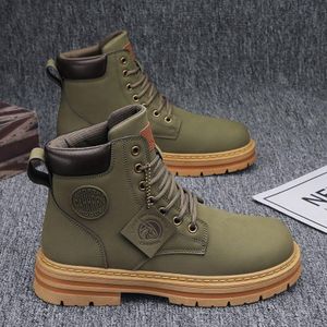 GLARPEBIE Bottes Homme Haute Montante Style Martin - Chaussures Tactiques Randonnée Outdoor  - Vert